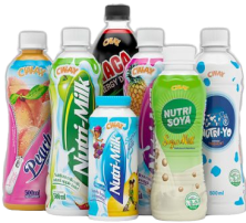 Assorted Cway products — Nutri-Milk, Nutri-Soya, Nutri-Yo, Peach and more